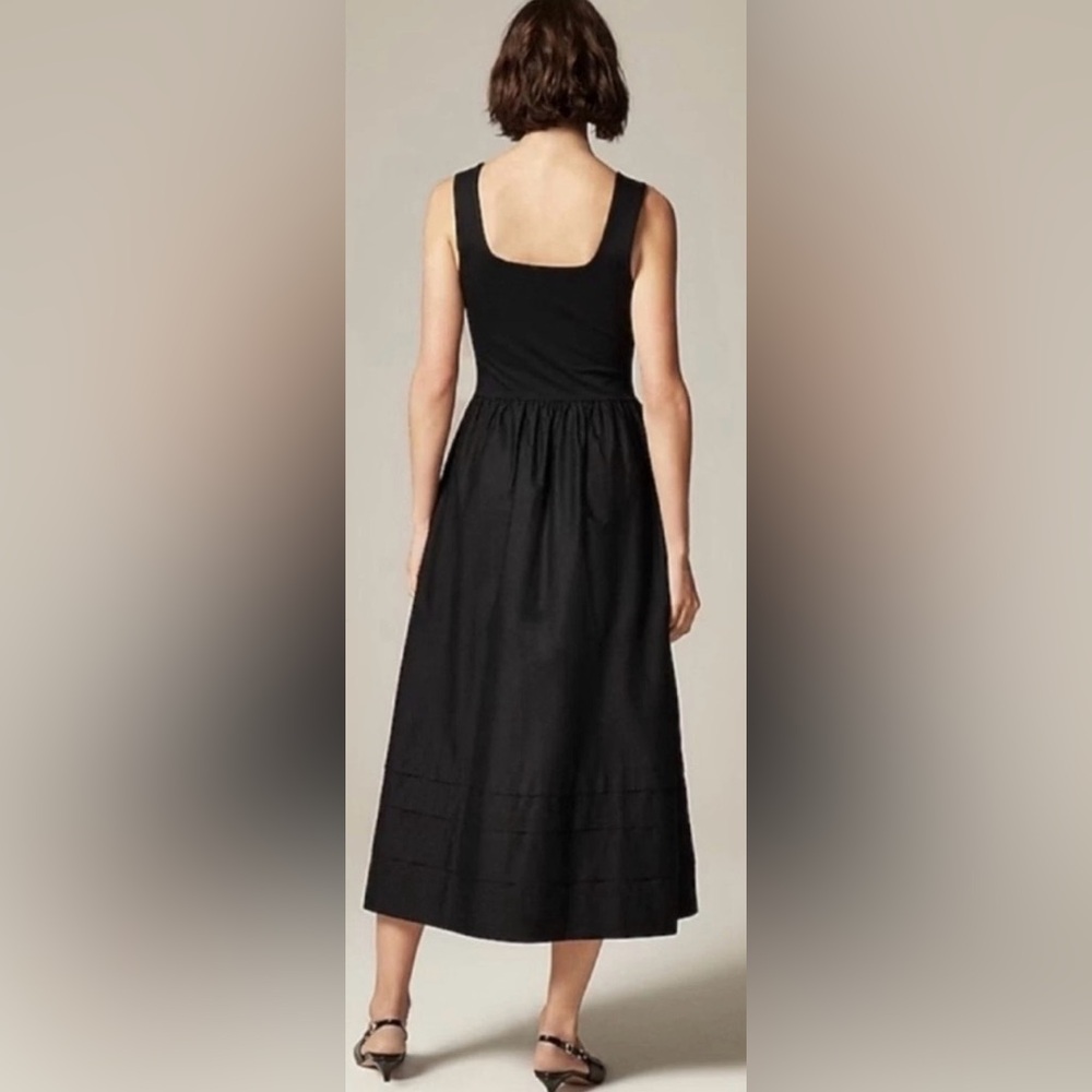 NWT J.Crew Drop-waist mixy dress Black Small Midi Preppy Casual Cotton Neutral - Picture 2 of 12